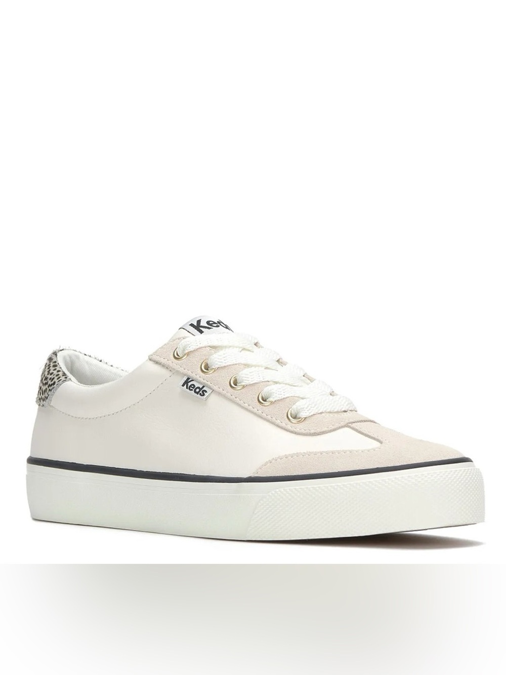 Keds ‘Jumpkick T-Toe Sneaker’ White Leather w/ Animal Print Calf Hair - Size 6